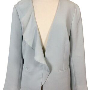 Talbots Seasonless Crepe Jacket Asymmetrical Draped Collar Lt Blue NWT Ladies 18
